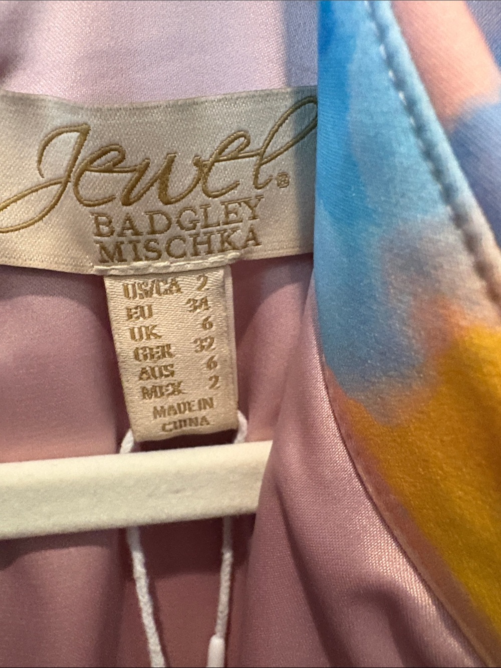 Badgley Mischka Multicolor Watercolor Collared Belted Casual Dress - Picture 2 of 7